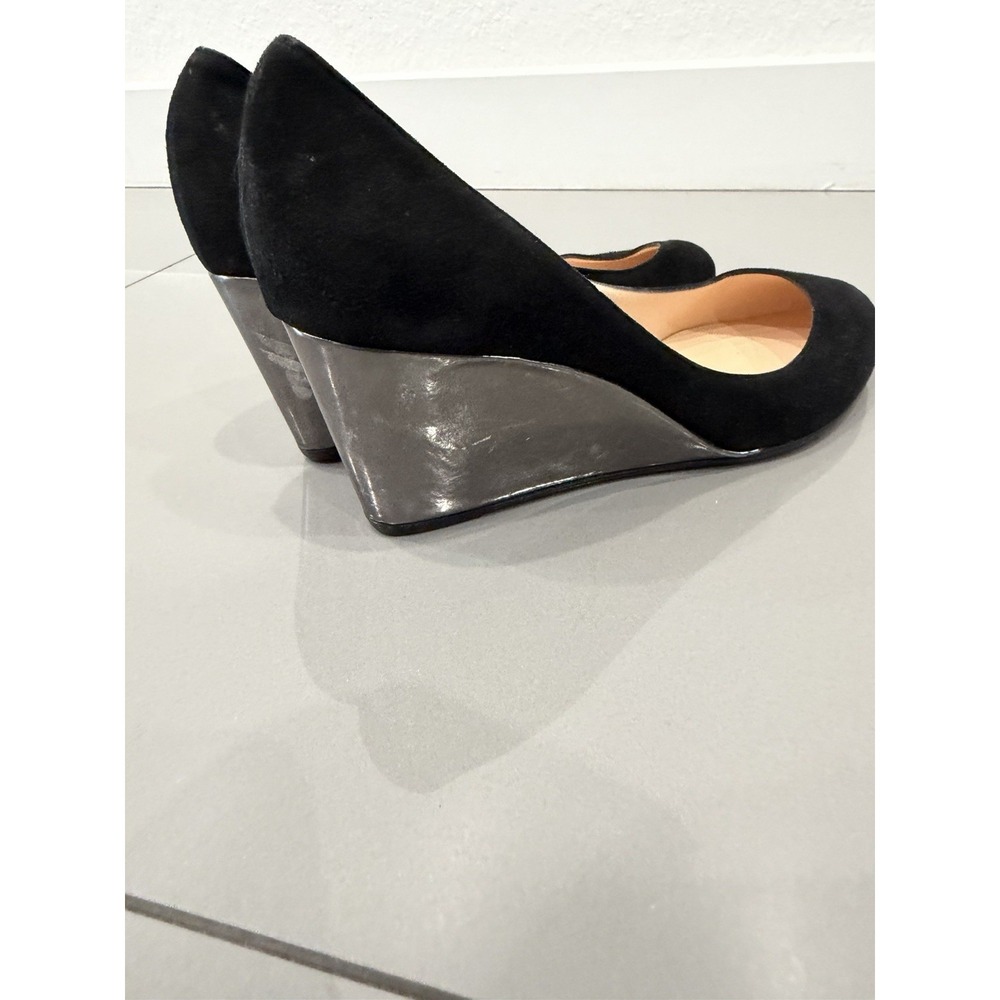 Christian Louboutin Black Suede Leather Wedge Slip-On Heel EU 39.5 - Picture 7 of 14